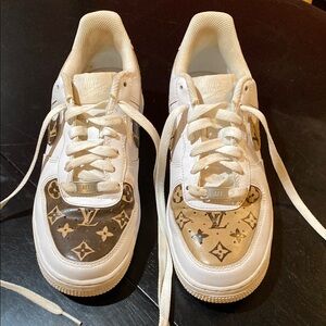 White and Brown Patterned Sneakers